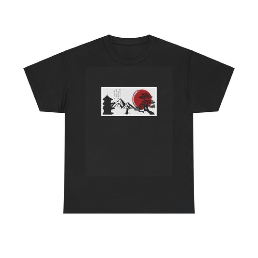 Japanese Mountain Black Unisex Heavy Cotton Tee